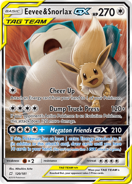 120/181 Eevee & Snorlax GX - Ultra Rare - Team Up (TEU)