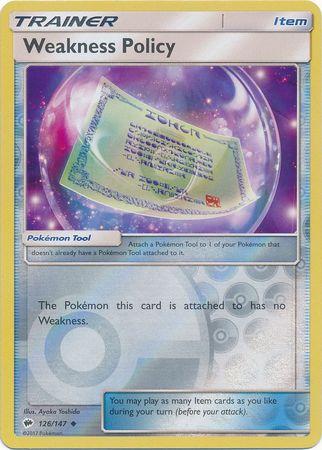126/147 Weakness Policy - Uncommon Reverse Holo - Burning Shadows (BUS)
