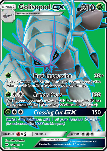 129/147 Golisopod GX - Full Art Ultra Rare - Burning Shadows (BUS)