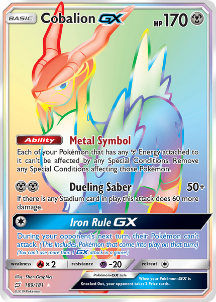 189/181 Cobalion GX - Hyper Rare - Team Up (TEU)
