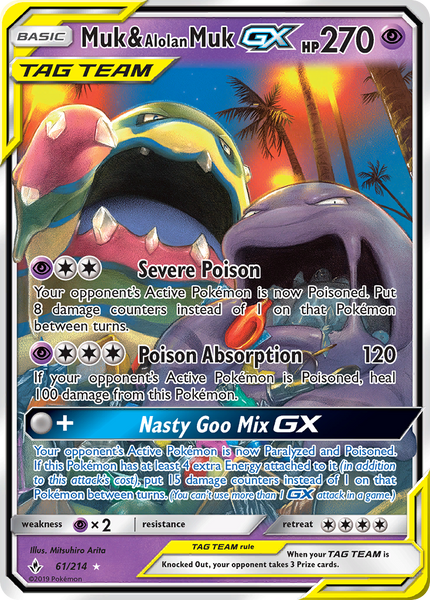 61/214 Muk & Alolan Muk GX - Ultra Rare - Unbroken Bonds (UNB)